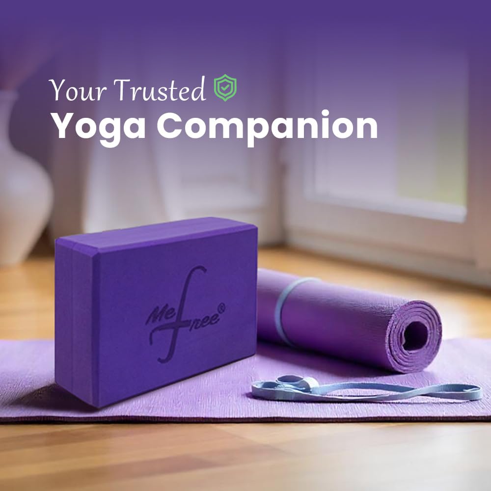 MeFree Yoga Blocks 2 Pack – EVA Foam Blocks for Support, Balance & Flexibility – Non-Slip, Lightweight Yoga Props for Stretching & Home or Studio Workout - Dark Purple