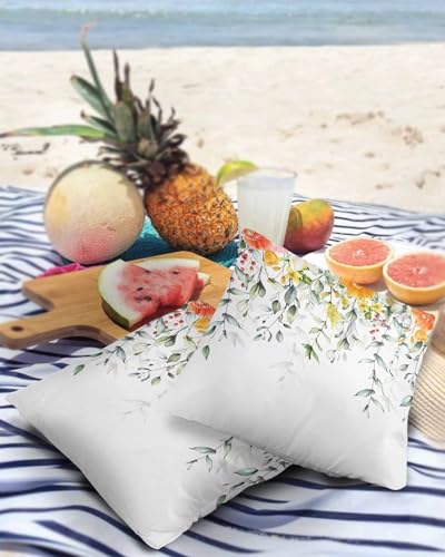 Spring Floral Outdoor Pillow Covers Waterproof,All Weather Cushion Case Set of 2 Decorative Pillowcases for Sofa Couch Bed Decor Patio Furniture 26