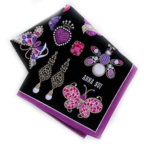 【ANNA SUI 】 プリントハンカチ (ブラック) [綿100％] 婦人 大判 ハンカチ 50cm ANNA SUI 109024-0203-60