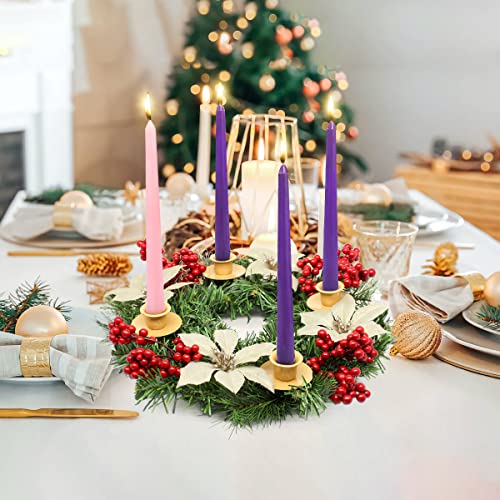 Niky 13 Inch Artificial Advent Christmas Wreath With Red Berries, Ivory Poinsettias And 4 Candle Ring, Green Cedar Branches Wreath For X-Mas Table Decoration, Nkus-Wreath-Bai #TOP1