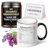 Tuobsm Mothers Day Gifts for Grandma -Funny Grandma Nutritional Facts Coffee Mug and Candle - Grandm