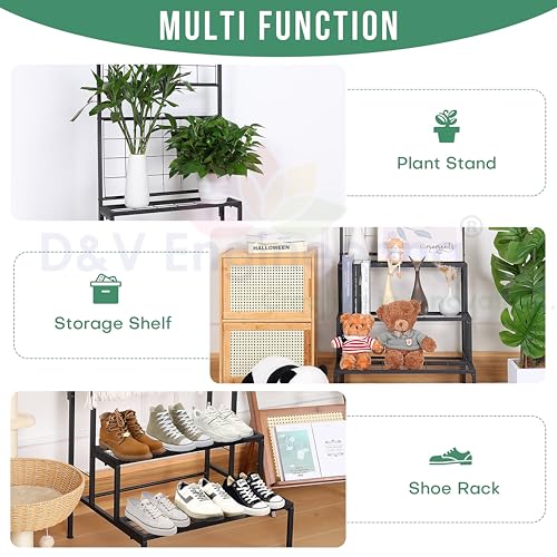 Image of D&V Engineering 3-Tier Metal Hanging Plant Stand, Heavy Duty Plant Shelf for Indoor /Outdoor, Flower Pot Organizer Rack, Perfect for Patio, Garden, Balcony, Living Room, Multiple Plants Storage