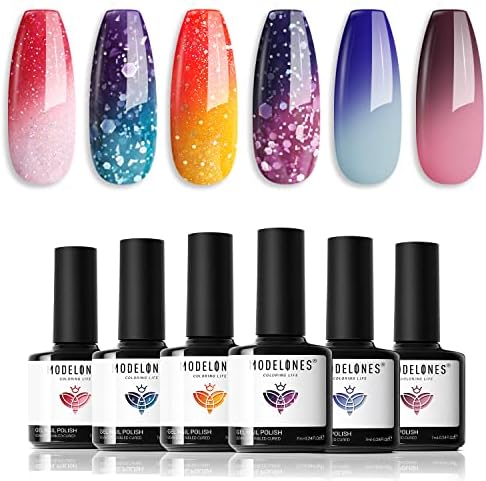 modelones Color Changing Gel Nail Polish Set 6 Colors 2026 Fall UV Nail Gel
