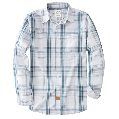 Dubinik® Mens Button Up Shirts Long Sleeve Casual Button Down Cotton Vintage Soft Plaid with Pocket