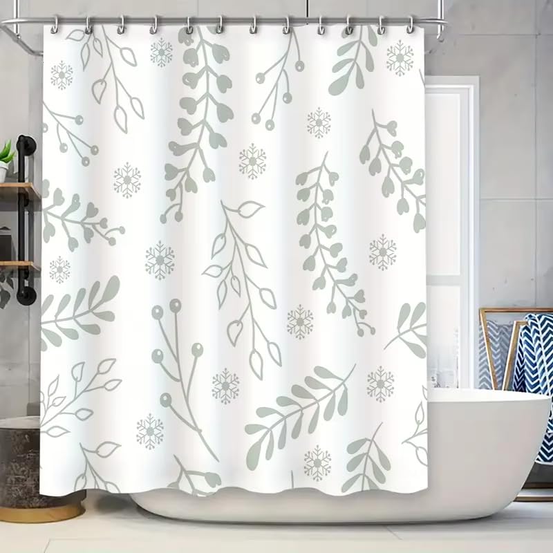 Rideau de douche feuilles vertes pour une salle de bain ambiance nature et fraîcheur