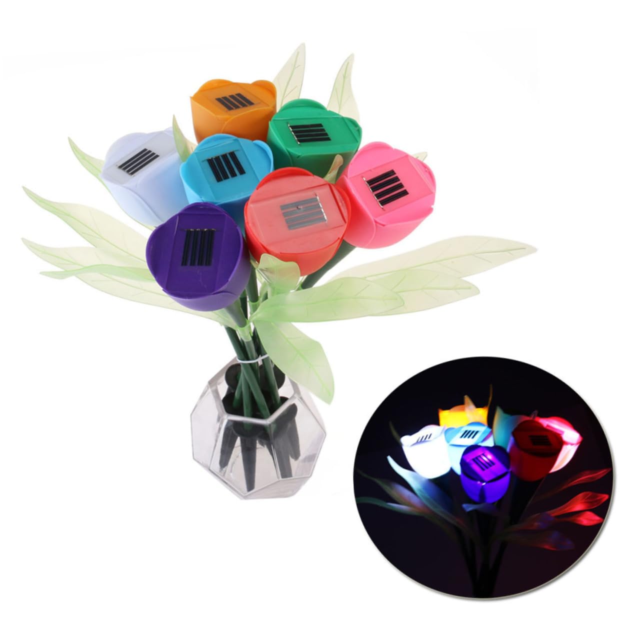 Gogogmee 2-Pack Solar Tulip Garden Lights Decorative Outdoor Led Landscape Lamps Waterproof Patio Lights Solar-Powered for Yard Pathway Garden Step Random