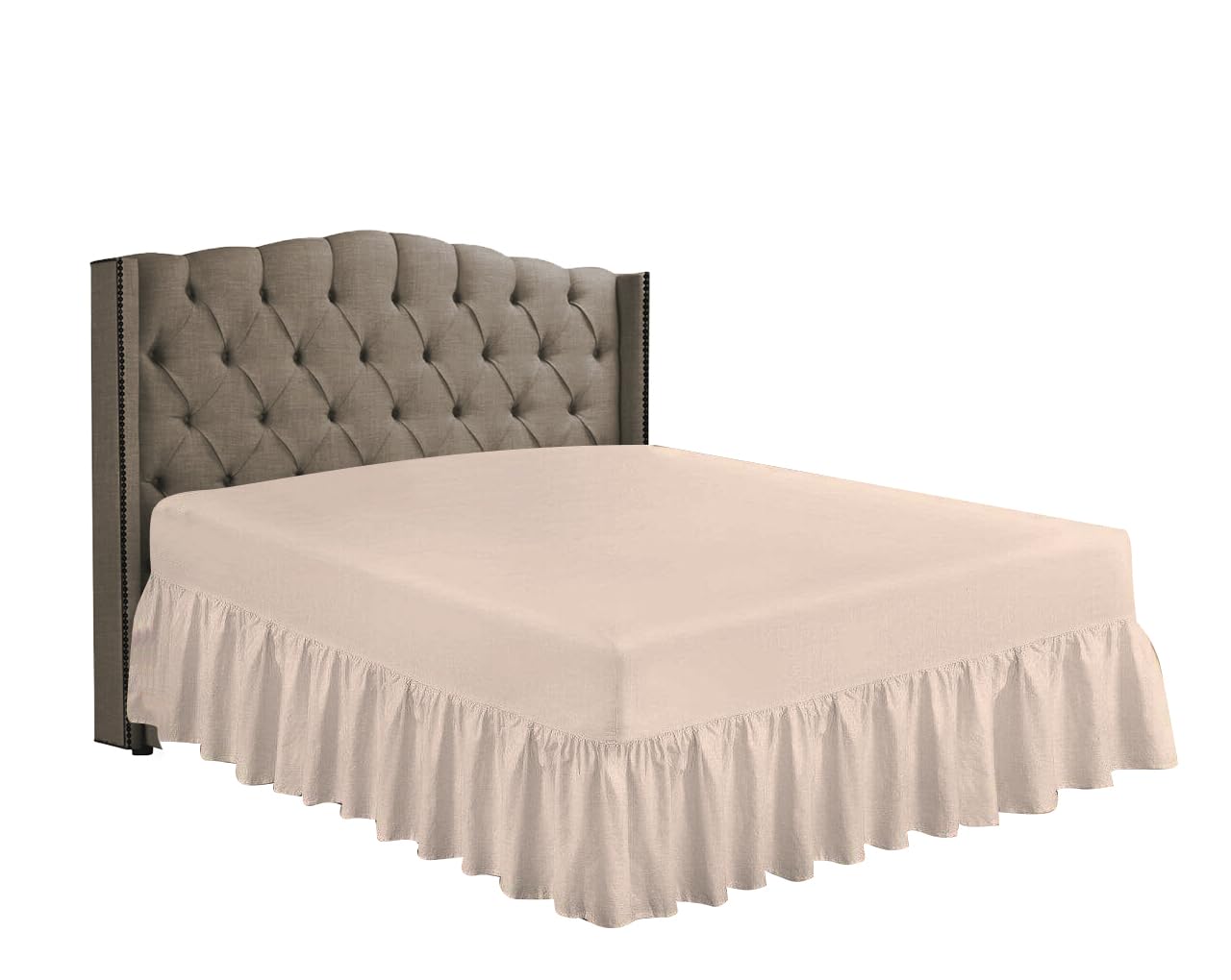 HOME ACE Latte Non Iron Percale Single Valance Sheet Polycotton Fitted Valance Sheets, Fitted Valance Sheet Single Bed, Poly Cotton Single Bed Valance Sheet