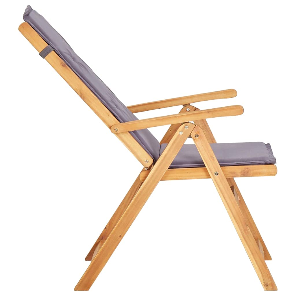 vidaXL 2X Madera Maciza Acacia Sillas Reclinables de Jardín con Cojín Mueble Tumbona para Salón Balcón Sillón Exterior Patio Cerca de Piscina Gris