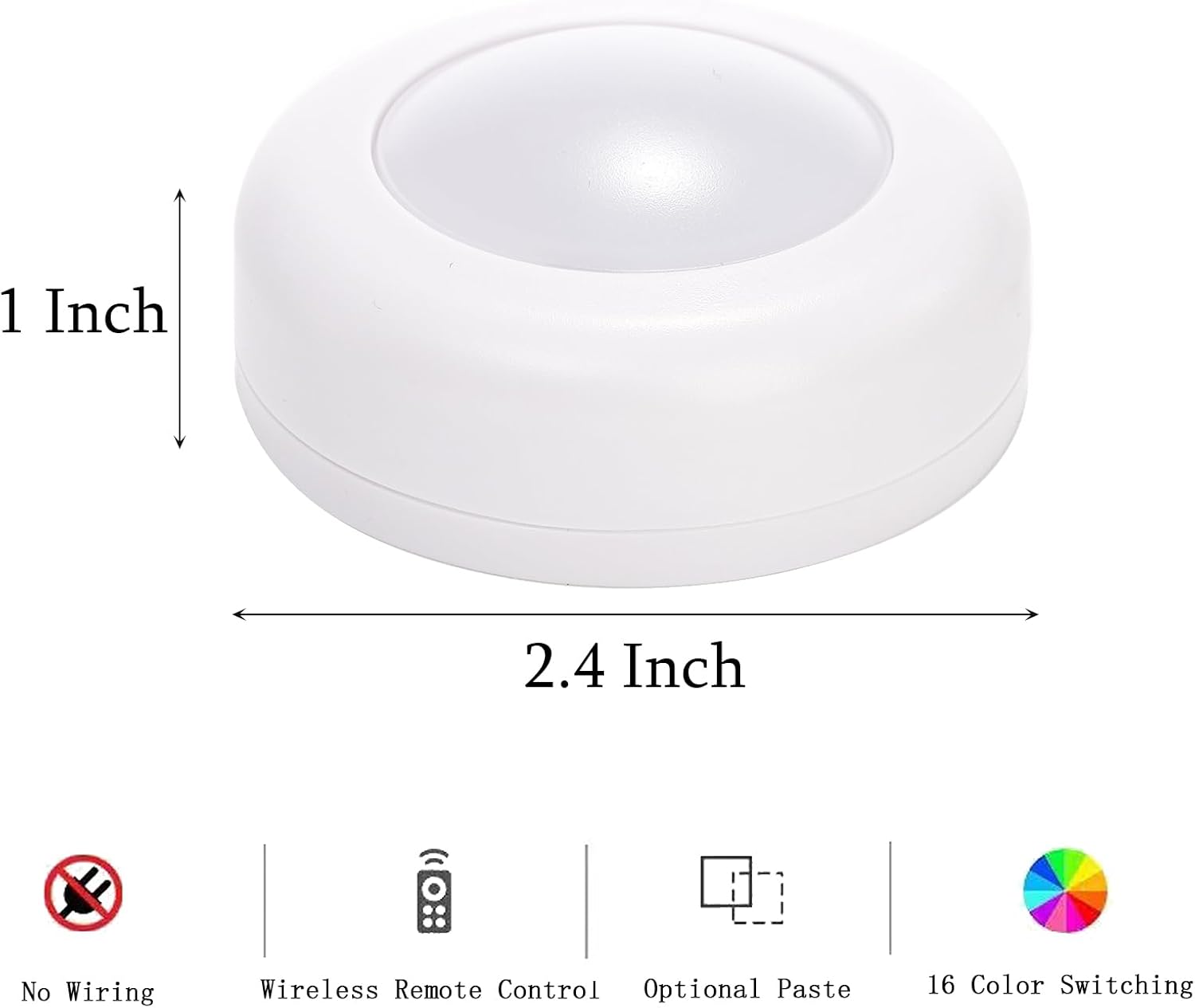 Hbaushun LED Puck Lights 12 Pack,16 Color Changeable Wireless LED Cabinet Lights,Battery Operated Night Light with Dimmer & Timmer for Bedroom,Closet, Kitchen,White