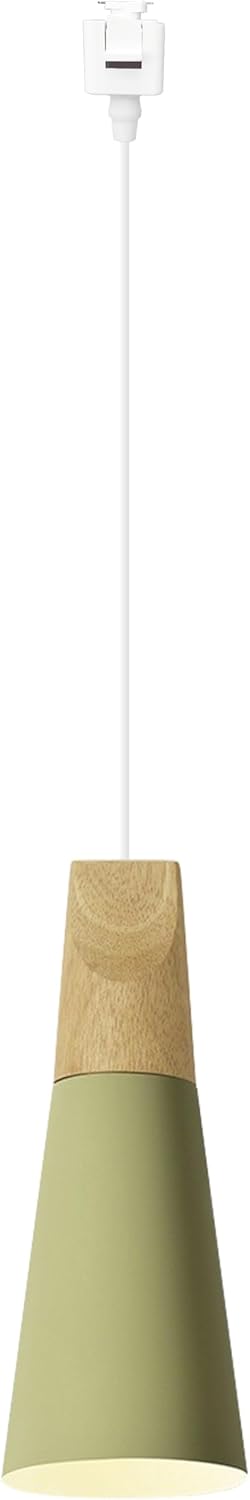 Kiven J-Type Track Lighting Pendants with φ4.3in Iron Lampshade 1-Light J Track Pendant Lights,Modern J Track Light Pedant for Kitchen Restaurant Hallway, Pear Green