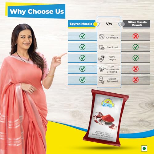 Image of Spyran Kashmiri Red Chilli Powder, Lal Marchu Powder, 100% Natural and No Preservatives & Color 500g (Pack of 2)