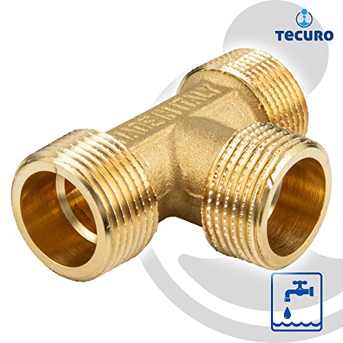T-Piece Brass infinitely External Thread 1 Inch, Gold, 1 Zoll - Image 2