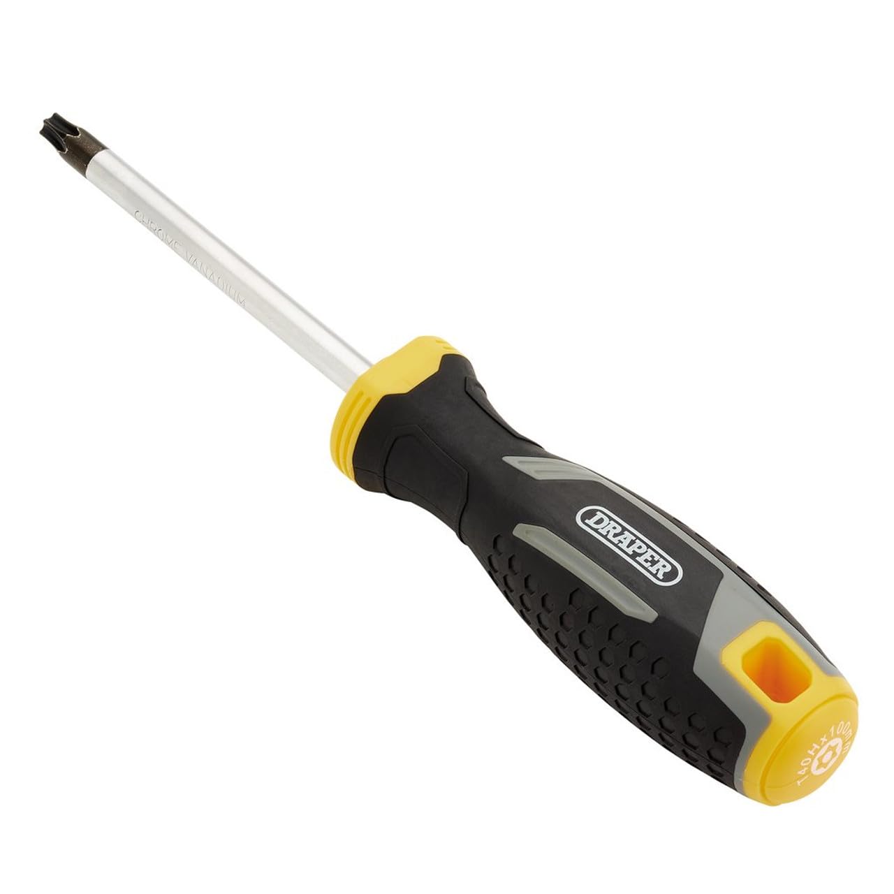 Draper TX-STAR Tamperproof Soft Grip Screwdriver, T40H x 100mm - 13426 - Magnetic Tip, CRV Blade, Grey and Black - Image 3