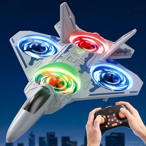 Image of Remote Control Airplane Drone for Kids Ages 4-6-8-10-12, RC Plane Jet Drone with One Key Take Off-Landing, Headless Mode, 360 Flip for Kids Boys Beginners, Outdoor Flying Toys Birthday Gifts for Boys