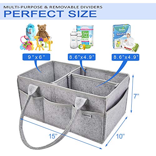 Clearworld Baby Diaper Caddy Organizer - Baby Shower Gift Basket for Changing Table and Car, Portable Nursery Storage Bin Great for Storing Diapers, Bottles, Baby\'s Toys (Grey)