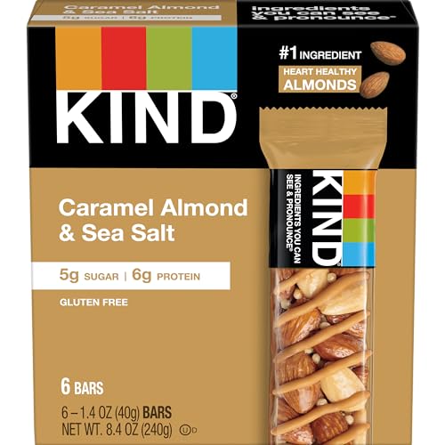 Image of KIND Nut Bars,Caramel Almond & Sea Salt,Healthy Snacks,Gluten Free,Low Sugar,6g Protein,6 Count (Pack of 2)