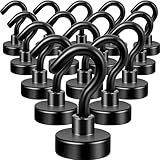 Neosmuk Black Magnetic Hooks,30lb+ Heavy Duty Earth Magnets with Hook for Refrigerator, Extra Strong Cruise Hook for Hanging, Magnetic Hanger for Curtain, Grill (Black, 15 Pack)