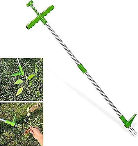 NARBOR Stand-Up Weeder Root Removal Tool with 3 Stainless Steel Claws Weed Puller,39  Long Reinforced Manual Remover Weed Puller Hand Tool with High Strength Foot Pedal