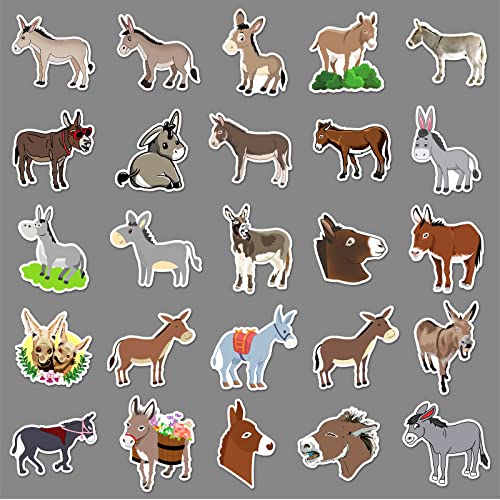 Donkey Stickers 50 Pcs Waterproof Cute Animal Stickers for Laptop Hydro Flask Water Bottle Motorcycle Bicycle Skateboard Luggage,Vinyl Cartoon Funny Donkey Sticker for Teens Adults Girls - Image 3