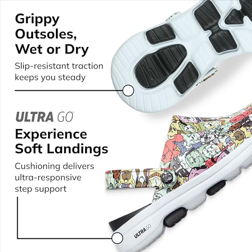 Skechers Women's Foamies Gowalk 5 - Dog Lover, Black/Multi, 10