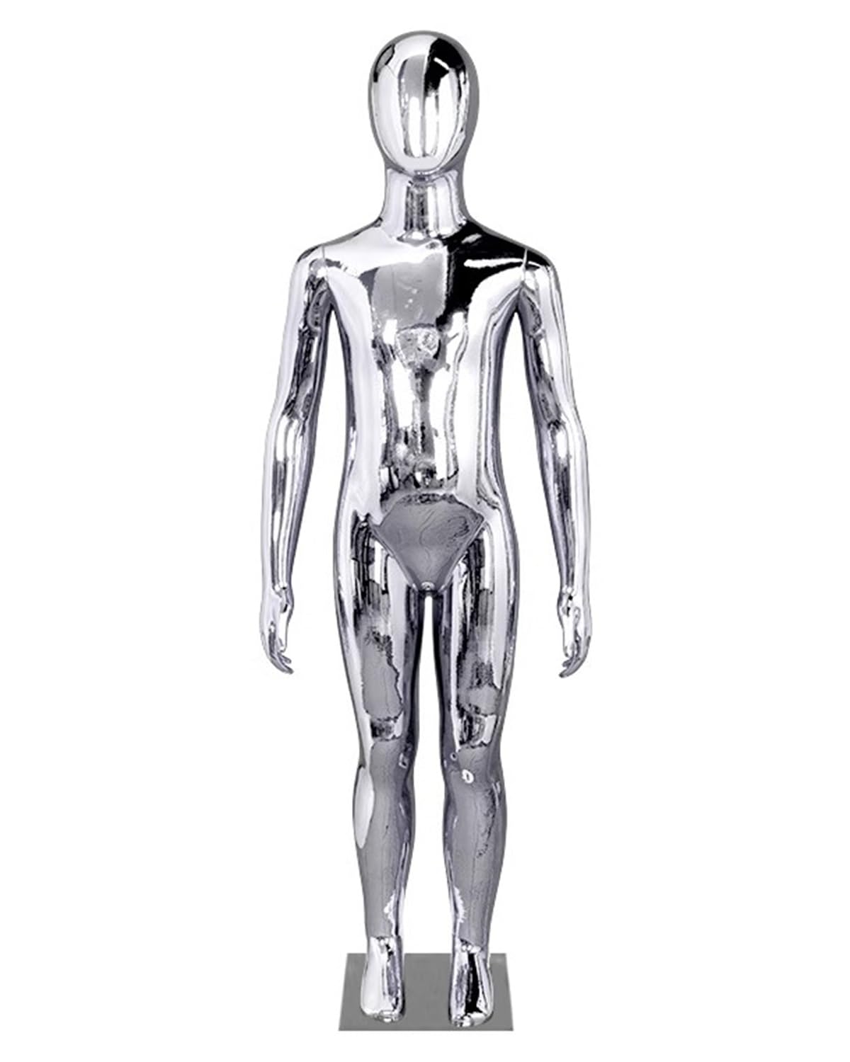 Manekin, błyszczący manekin dziecięcy z włókna szklanego, forma sukienki na całe ciało dla dzieci, 127 cm, srebrny manekin ekspozycyjny do cosplay i sklepu, prezentacja odzieży młodzieżowej, wysokość