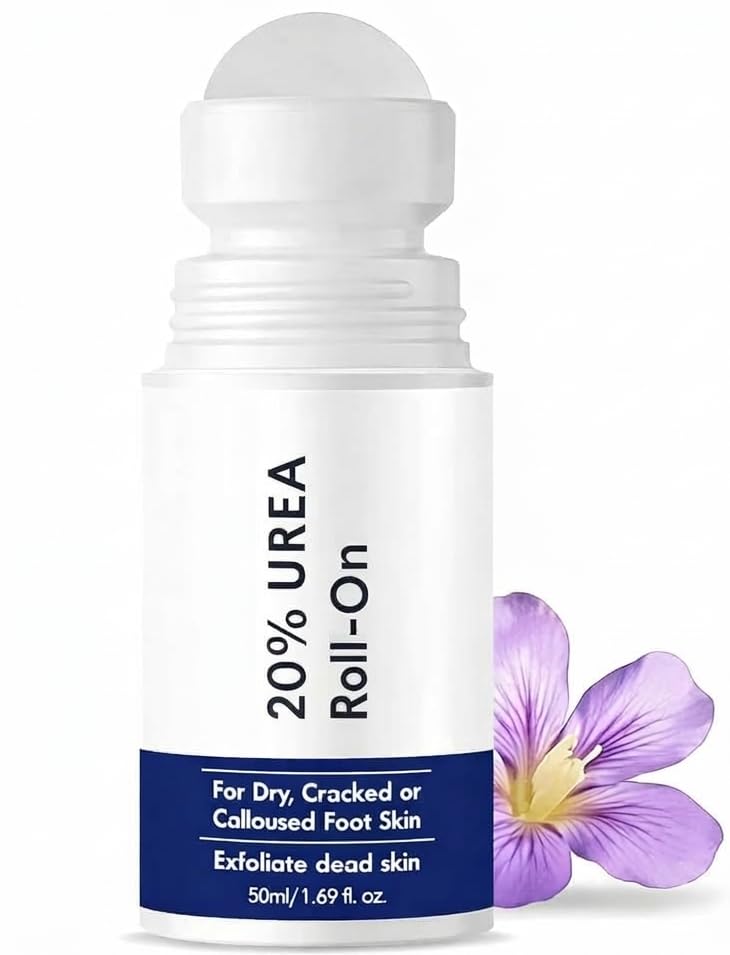 KIMEE Mess-Free 20% Urea Roll-On Foot Repair Stick (50ml) | Cracked Heel & Callus Smoothing Cream | Triple Action Exfoliator & Moisturizer for Dry, Scaly Foot Skin | Travel-Friendly (20% - 50ml)