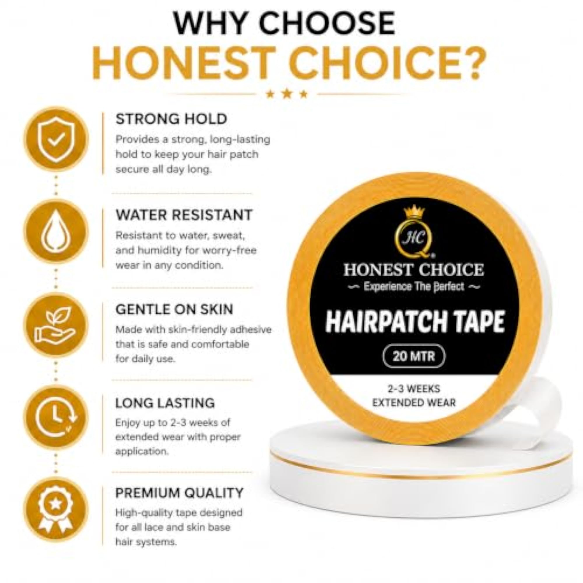 Hairpatch Tape 20 Meter Roll, Double Sided