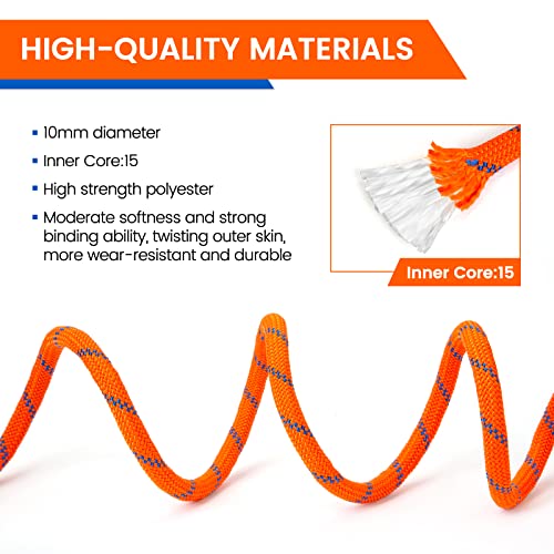 Voxlova Rock Climbing Rope, Outdoor Static Climbing Rope, 10Mm High Strength Safety Rope, Hiking Tree Climbing Fire Escape Rappelling Rope, Fire Rescue Rope 20M(65Ft) #TOP3