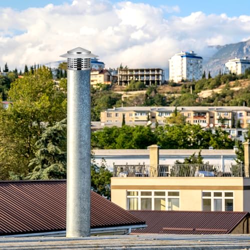 Hemobllo Regenschutzkappe für Rauchrohr Dachrutendach Kit Regenschutz Regenhut Schornsteinabdeckung aus Edelstahl im Freien