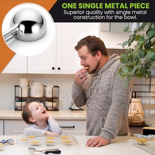 Image of Spring Chef Extra Small Cookie Scoop, Stainless Steel Melon Baller, Baking Scooper, Spring Loaded Trigger for Cookie Dough, Ice Cream, Meatball, Cupcake - 0.6 tablespoon (tbsp) portion, #100, Black
