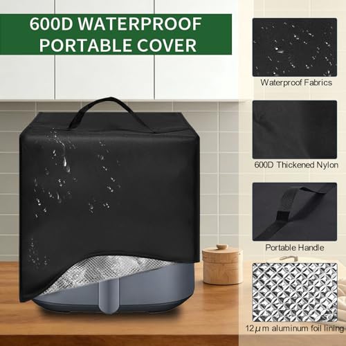 Image of Heavy Duty Compact Air Fryer Dust Cover for COSORI 5QT Air Fryer Pro,13.78 inchD x9.84 inchW x11.61 inchH, 600D nylon w /12m Foil Lining, Heat-Resistant Waterproof Oil-Proof