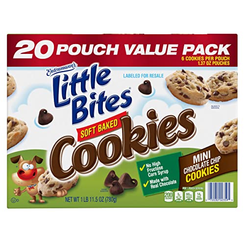 Entenmann's Little Bites Soft Baked Chocolate Chip Cookies, Bite Sized Snack, 1 Pack (20 Pouches) #TOP2