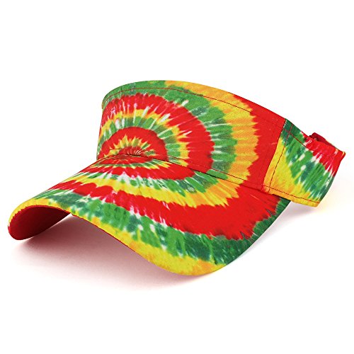 Trendy Apparel Shop Hippy Tie Dye Printed Colorful Cool Summer Visor Cap - Rasta