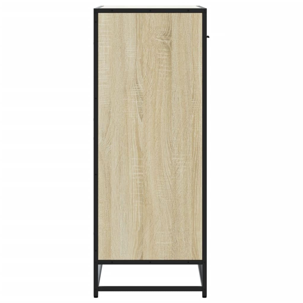 Szafka na buty dąb Sonoma metal 75 x 38 x 97,5 cm z 4 półkami i szufladą, zajmuje mało miejsca do korytarza, korytarza, sypialni, garderoby, zamknięta półka na buty