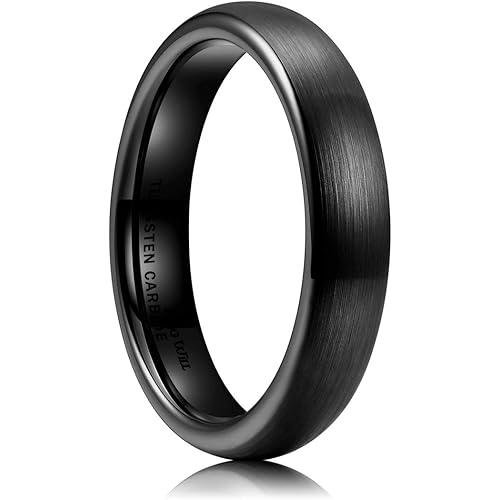 King Will Basic 2mm 4mm 6mm 8mm Tungsten Carbide Ring for Men Women Engagement Wedding Band Black/Silver/Gunmetal Domed Matte Brushed Finish Comfort Fit Size 4-15