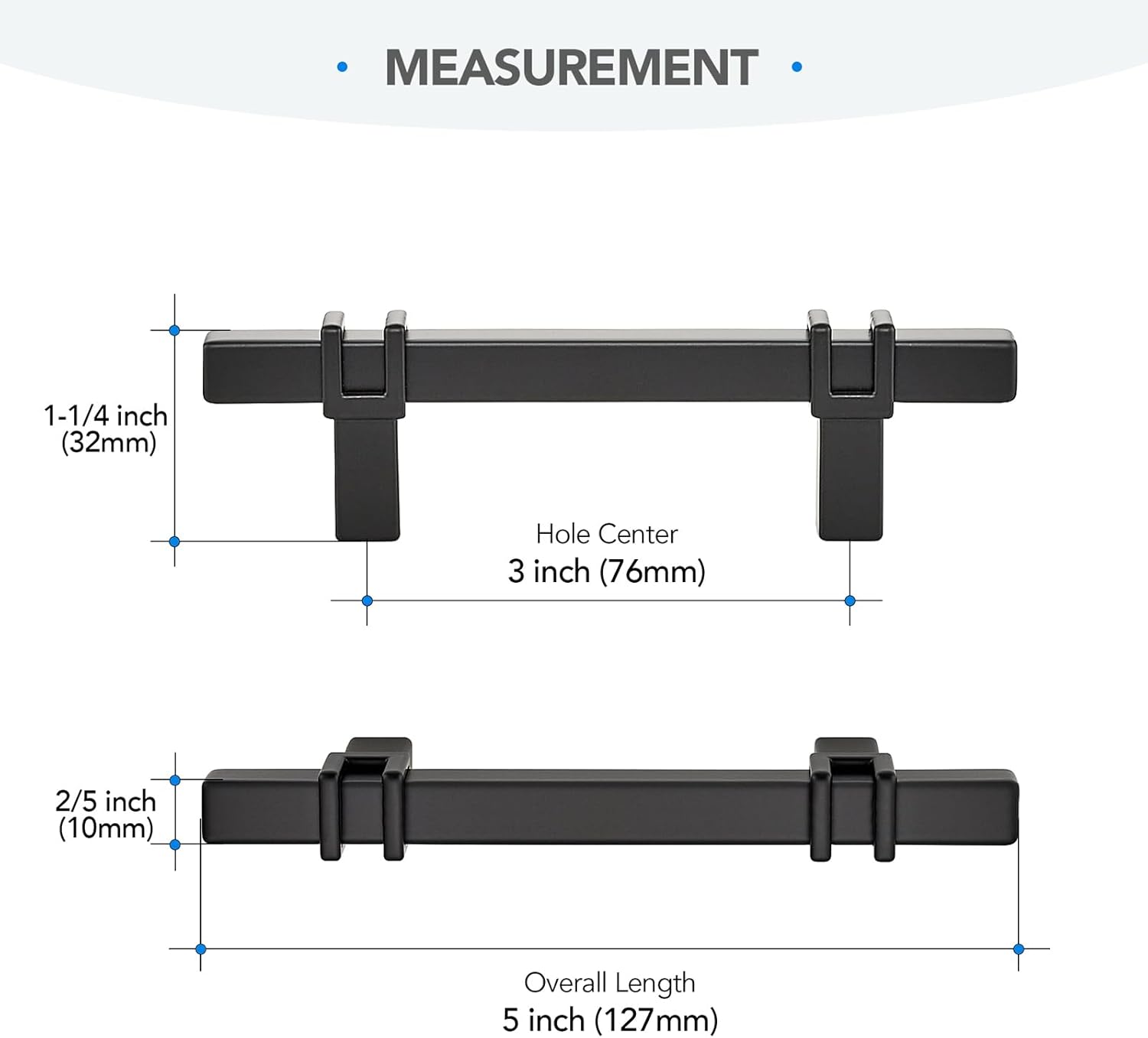 30 Pack 3 inch Black Cabinet Handles, Kitchen Cabinet Handles Matte Black Drawer Pulls Zinc Alloy Square Bar Kitchen Pulls