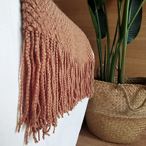Lomao Knitted Throw Blanket With Tassels Bubble Textured Lightweight Throws For Couch Cover Home Decor (Caramel, 50X60) #TOP6