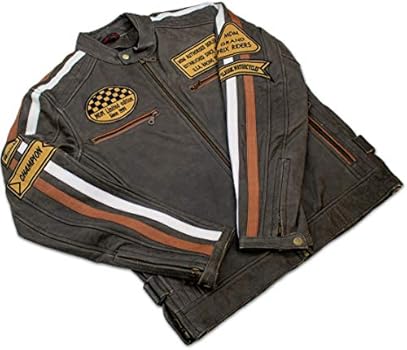 Men's Retro Leather Motorcycle Jacket : Amazon.com.be: Automotive