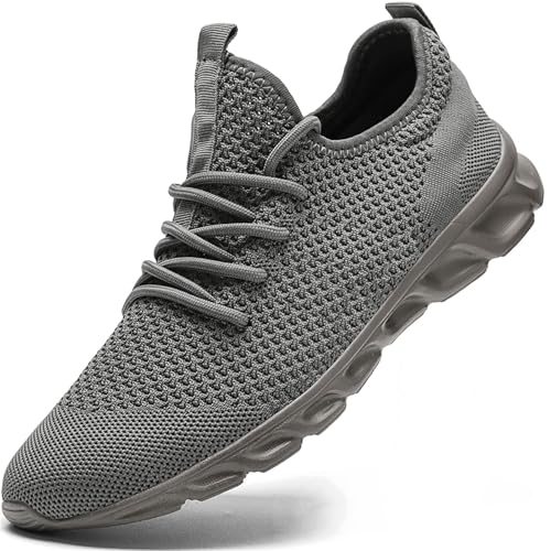 Damyuan Men's Running Shoes Tennis Walking Running Non Slip Athletic Fashion Sneakers Lightweight Workout Gym Shoes Dark Grey,13.5