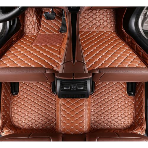 FHJBP RHD Floor Mats All-Weather Compatible with Zeekr 007GT Front & Back Seat Rug Set Car Floor Carpet - Brown