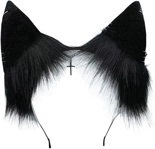 Miniatura 10 de VIGVAN Orejas de zorro de lobo hechas a mano para cosplay de animales, lindos accesorios para la cabeza