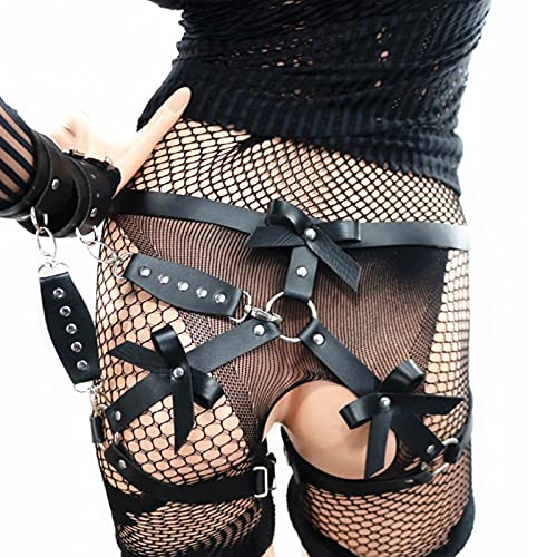 Women Leather Waist Belly Chain Belt Leg Garters Cage Wrist Lock Body Harness Accessory Rave Outfit #TOP19