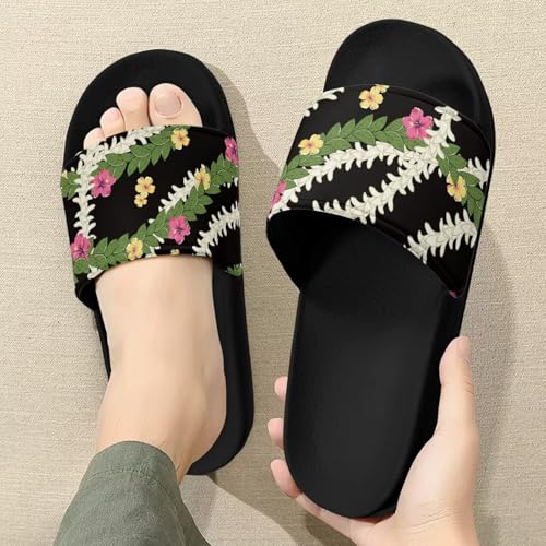 Image of Women's Slides Size 10 Non-slip Flower Women's Sandals for Beach Lightweight Open Toe Adults Pool Slides Outdoor Summer Footwear
