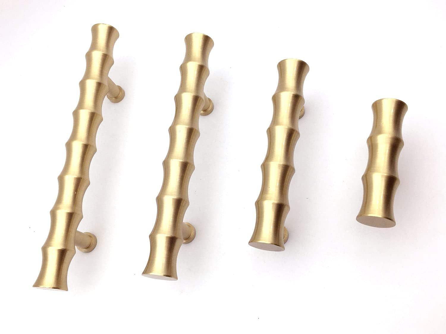 3" C-C Brass Drawer Pull Bamboo Cabinet Handles Dresser Pulls Drawer Knob Handle Solid Mid Century 76 mm