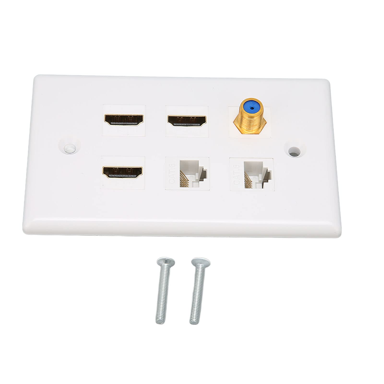 Goshyda Piastra da Parete HDMI Coassiale Ethernet, 6 Porte 4K HDMI RJ45 TV F Head Decorativa