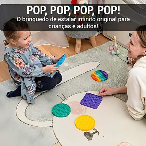 Brinquedo Colorido Pop It Fidget Toy Anti Stress Sensorial Coração Quadrado Hexágono Redondo - Reduz