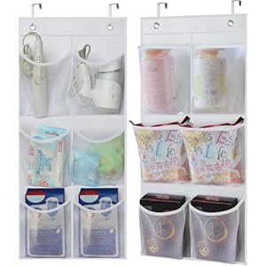 KIMBORA 2 Packs Narrow Over the Door/Wall Shoe Organizer Cruise, Small Hanging Shoe Rack for Closet with Clear Mesh Pocket for Bathroom, RV, Pantry, Camping (White)