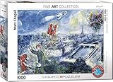  empireposter Vue de Paris de Marc Chagall Puzzle 1000 pièces 68 x 48 cm + puzzle cadre en aluminium pour 1000