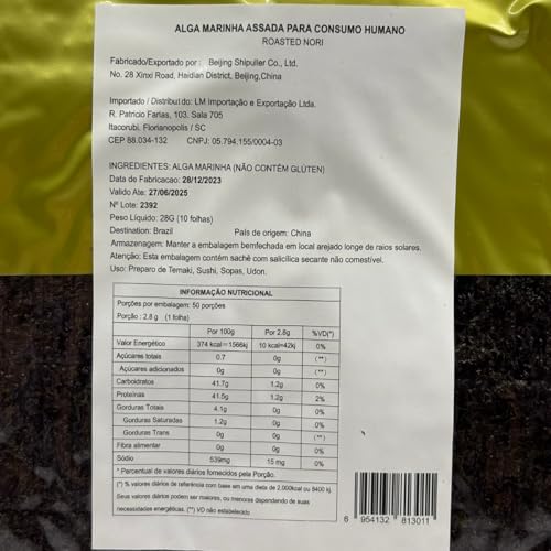 Alga Marinha Nori Yaki Sushi Nori Gold Crocante 10 Folhas