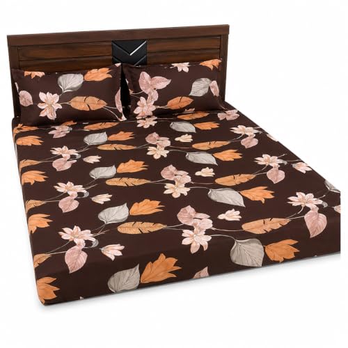 Image of King Size Fitted Bedsheet 75 inchx80 inch 2 Covers-Brown
